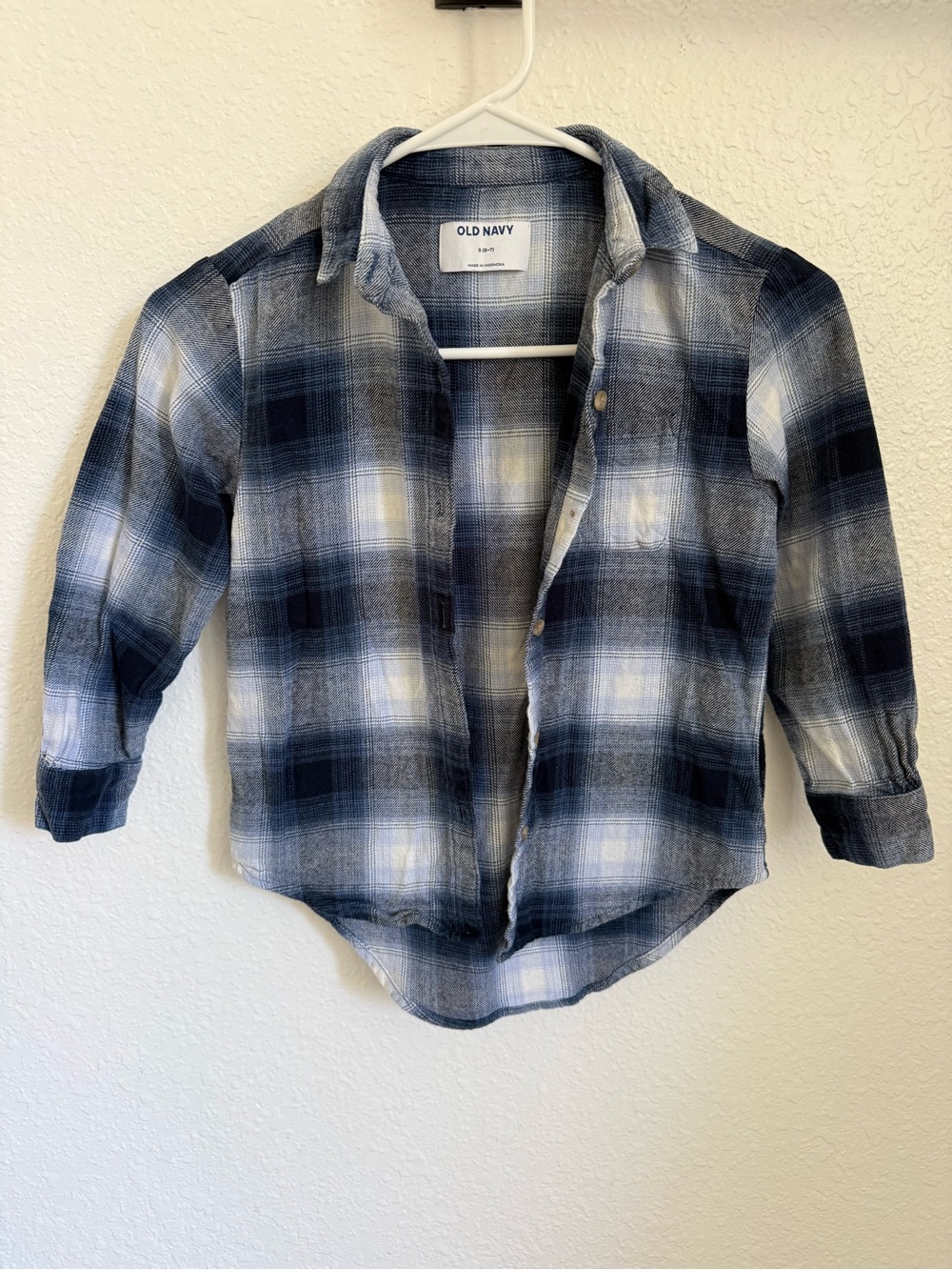 Old Navy Navy and White Plaid Button-Down Shirt